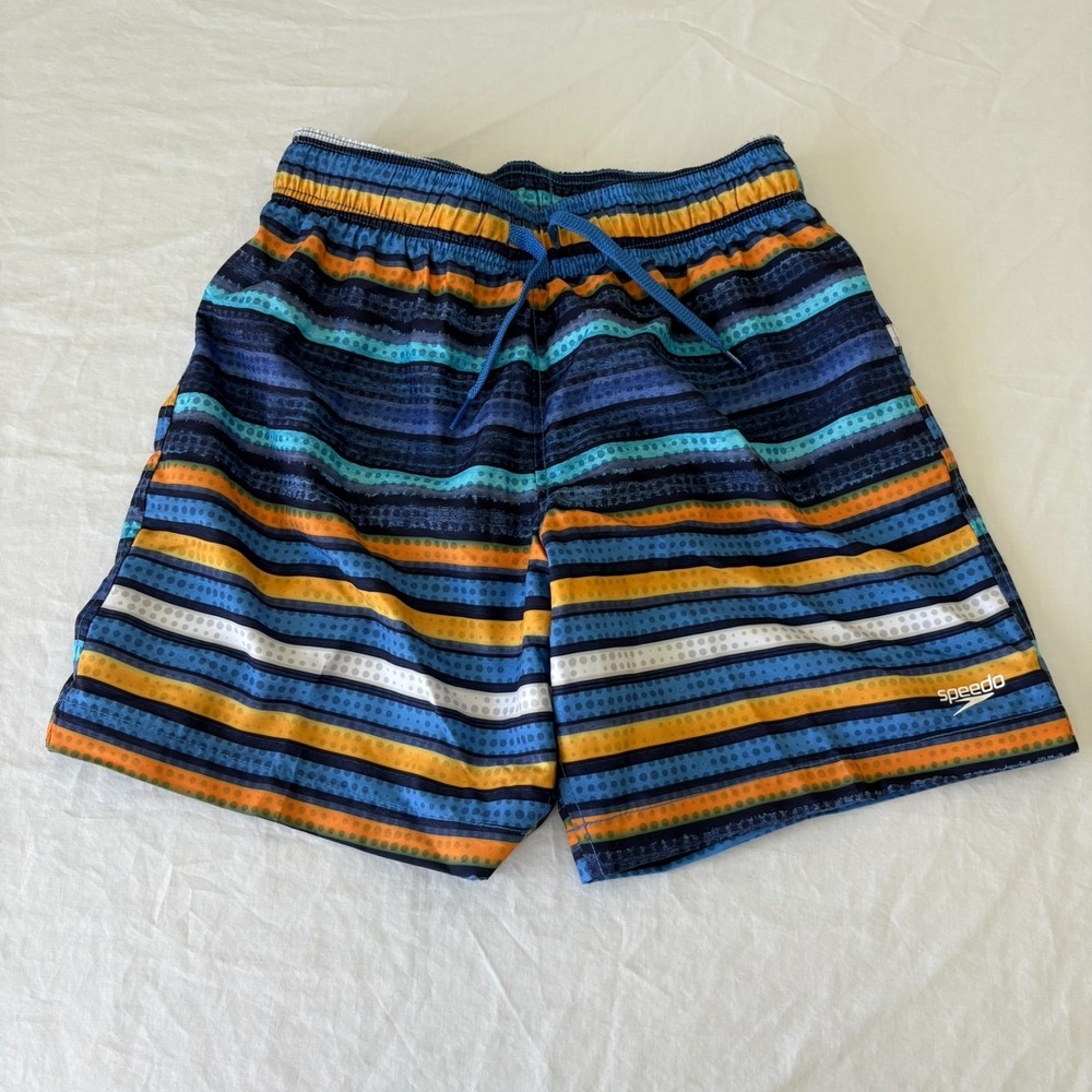 Speedo‎ Kids Multicolor Striped 5.5 Outseam Comfort UPF 50+ Swim Shorts Size XL